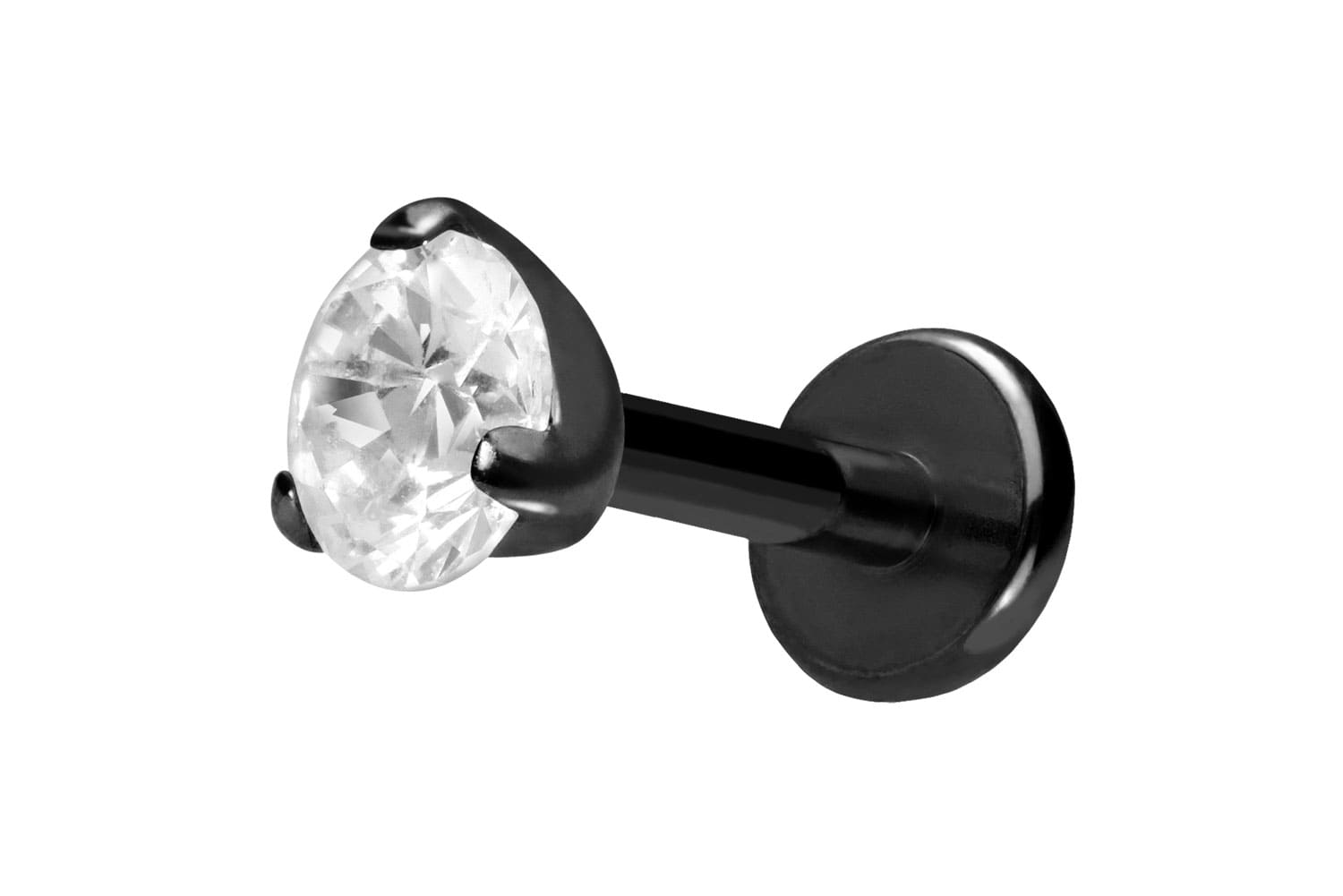 Titan Labret Piercing mit Push Fit EINGEFASSTER KRISTALL